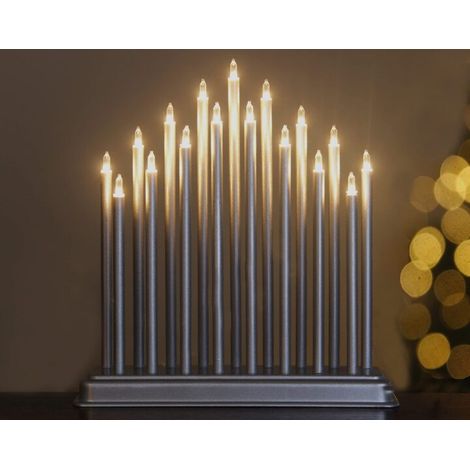 Silver Christmas Light Up Candle Bridge (17 Pipes)