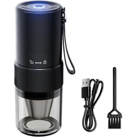 Moulin à café électrique portable, réglage et démarrage par simple pression d'un bouton, broyeur à grains rechargeable par USB, mixeur pour la maison et l'extérieur (1/5)