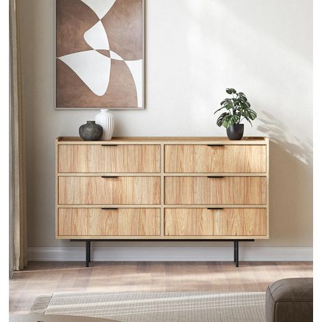 AX LIVING Nordiva Kommode mit Schublade 150 cm Hikora Natur Holz Modern
