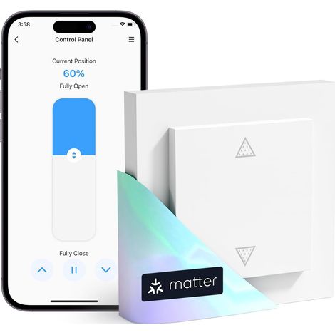 Interrupteur Volet Roulant Connecté WiFi (FIL NEUTRE REQUIS), Interrupteur de Rideau Domotique Compatible avec HomeKit, Alexa et Google Home, Commande Vocale et Contrôle à Distance (1/5)