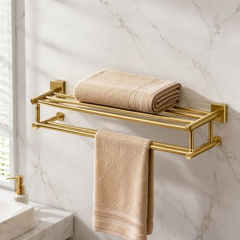 Porte-serviettes Double Barre 40 cm Inox 304 Dore - Barre Serviette Salle de Bain