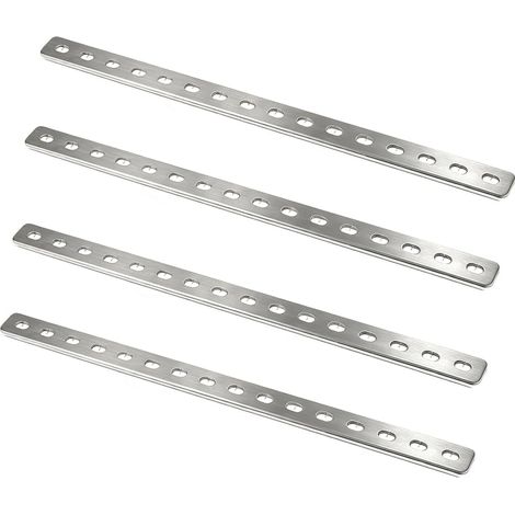 4er-Pack Flachverbinder aus Edelstahl 408 x 24 x 3 mm, 16 Löcher, Flacheisen-Holzverbinder, Metallverbindungsplatte, Flachreparaturplatte für Möbel und Schränke (1/5)