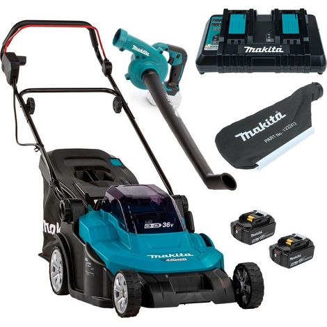 Makita DLM432PT2 Twin 18v / 36v LXT Cordless 43cm Lawn Mower + Blower Vacuum 5ah (1/5)