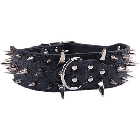 Hundehalsband aus PU-Leder mit Nieten, Anti-Biss-Halsband für große Hunde (Länge: 61 cm, Breite: 5 cm) (1/5)