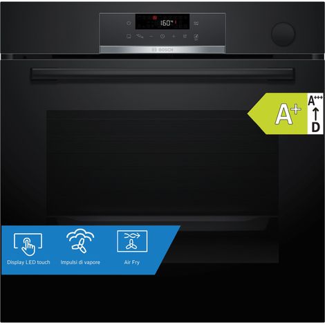Bosch Serie 4 HRG532BB3 Forno con impulsi di vapore Air Fry Nero Classe A+. Dimensione del forno: Media, Tipo di forno: Forno elettrico, Capacità interna forno totale: 71 L. Posizionamento dell'app... (1/5)