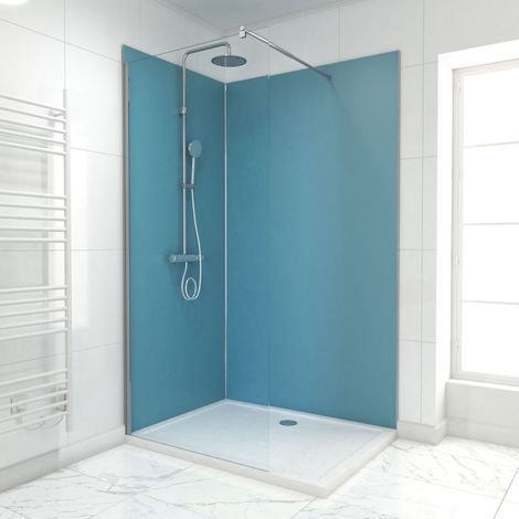 Set di 2 Pannelli Murali in Alluminio BLU 90+120x210 cm con Profili ANODIZZATI LUCIDI - WALL'IT