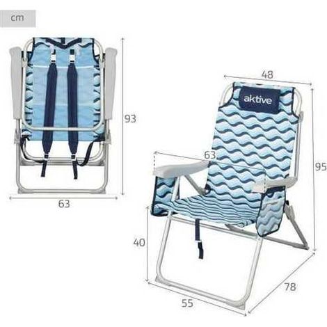 Aktive Silla de playa plegable azul cómoda y ligera