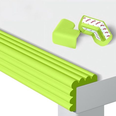Striscia di protezione angolare per tavoli, autoadesiva, rimovibile, per mobili taglienti, 2 m, 4 protezioni a forma di W, verde erba (1/5)