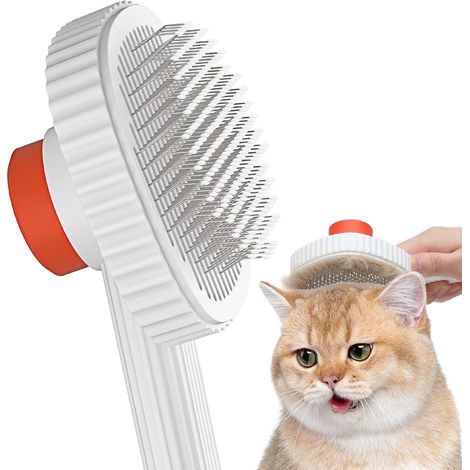 Self Cleaning Brush for Indoor Cats with Long and Short Hair, Easily Removes Dead Hair (1/5)