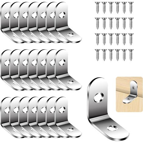 Set of 22 Bracket assembly, Bracket of Fastening in Shape of L, Brackets of Fastening, Bracket of Fastening in Metal, Bracket Stainless steel for the Fastening and the Repair of Furniture(30x30x16mm) (1/5)