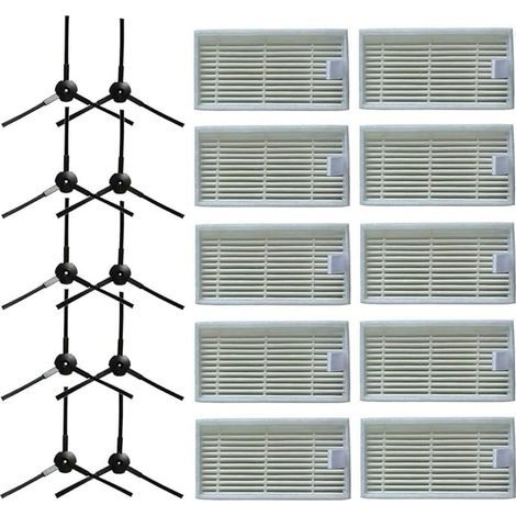 10 brosses latérales + 10 filtres HEPA pour aspirateur robotique Lidl SilverCrest SSR 3000 A1 (1/4)
