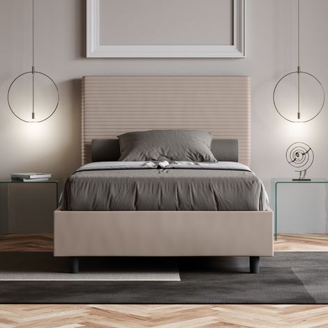 Letto una piazza e mezza contenitore imbottito 120x200 similpelle tortora Focus (1/5)
