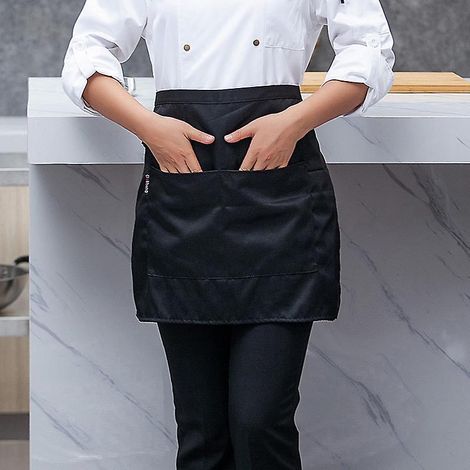 (noir)1 Pices Tablier Taille, Impermable Chef Tablier, Cuisine Demi Tablier Avec 3 Poches, Hommes Et Femmes Court Tablier Pour Serveurs, Bistro, R (1/5)