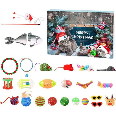 Calendrier de l'Avent de Noël, calendrier surprise chat de Noël, 24 jours de cadeaux de Noël (1/5)