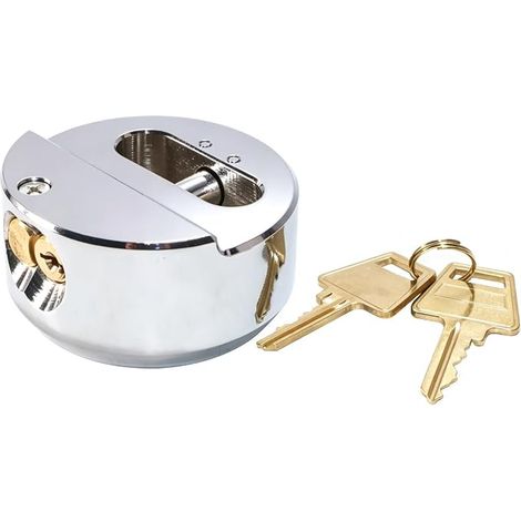 Cadenas rond de 73 mm sans anse avec 2 clés pour porte d'entrepôt, camion et distributeur automatique (1/5)