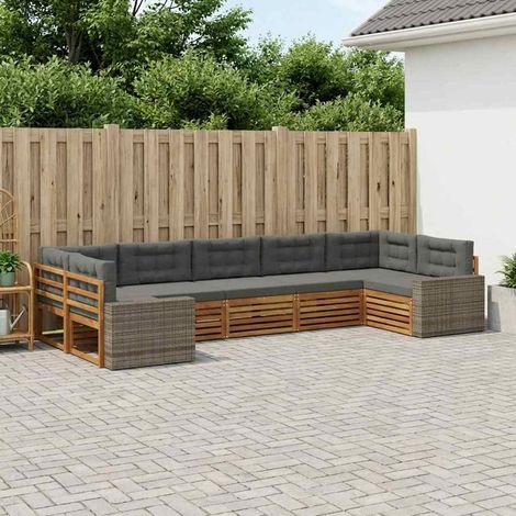 vidaXL Outdoor-Sofagarnitur mit Kissen 7 pcs Natur und Anthrazit (1/5)