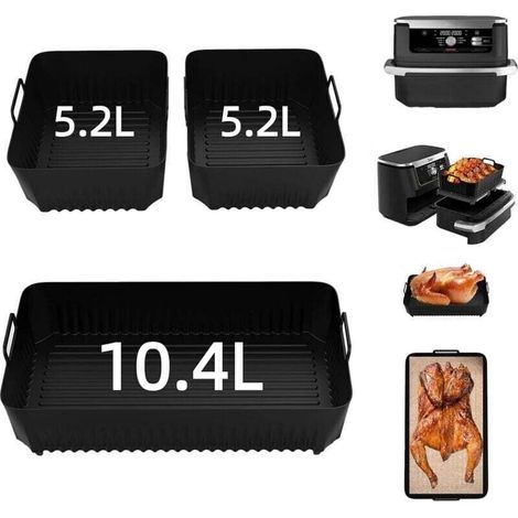 Moule Air Fryer, Accessoires pour friteuse à air pour Ninja Foodi Flexdrawer 10.4L AF500EU, 3-Piece Set, Tapis de silicone pour friteuse, moule air fryer ninja,Air fryer accessoires (1/4)