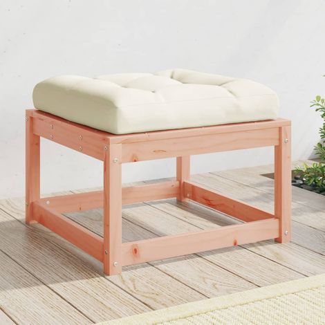 vidaXL Poggiapiedi da Giardino con Cuscino Legno Massello di