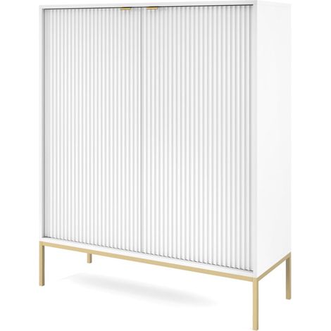 Cassettiera: 2 ante, Bianco, oro, 104 x 125 x 39 cm, maniglie dorate (1/5)