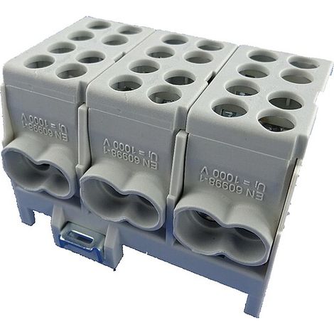 Hauptleitungs-Abzweigklemme - grau, grau, grau, 3-polig 6x Eingang 25 mm² / Ausgang 16 mm²