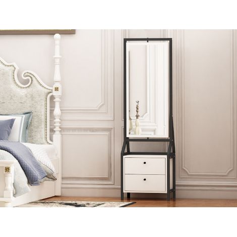 Armoire à bijoux pivotante à 360° avec miroir en pied, 2 tiroirs inférieurs, rotation libre, grand espace de rangement (1/5)