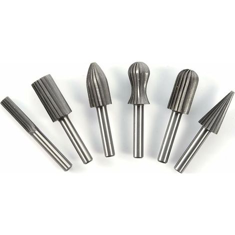 Lot de 6 fraises rotatives pour meuleuse - Tige ronde de 6 mm - Outils de sculpture du bois (1/5)