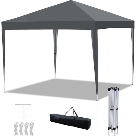 Jiubiaz Carpa plegable impermeable de 3 x 3 m, cenador estable y de altura ajustable para jardín y exterior, color gris (1/5)