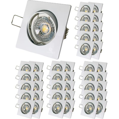 Lot de 30 Spot led carré blanc 230v 38° blanc chaud (1/4)
