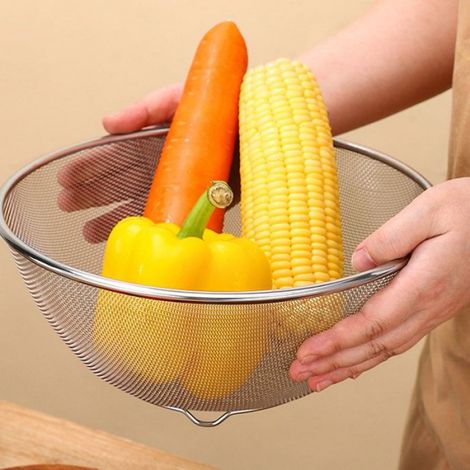 bol de lavage de fruits de cuisine Panier de lavage de légumes en acier inoxydable, passoire à mailles fines, meuble cube (1/4)
