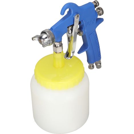 Pistolet à peinture F 75 1,5 mm, type Hydrocone, en acier inoxydable, pour applications automobiles et industrielles, bleu. (1/5)