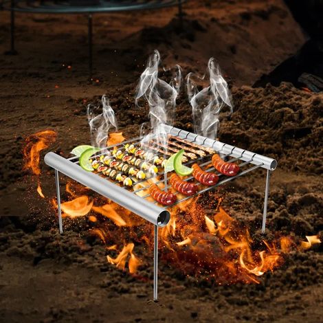 Barbecue portable en acier inoxydable, barbecue pliable, mini barbecue de poche, accessoires de barbecue adaptés à une utilisation à domicile ou au parc, réchauds de cuisson portables (1/4)