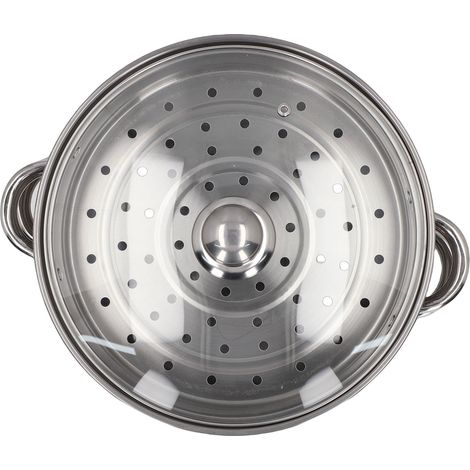 Cuit-vapeur à 2 niveaux en acier inoxydable de 28 cm (11 pouces) avec poignée (1/5)