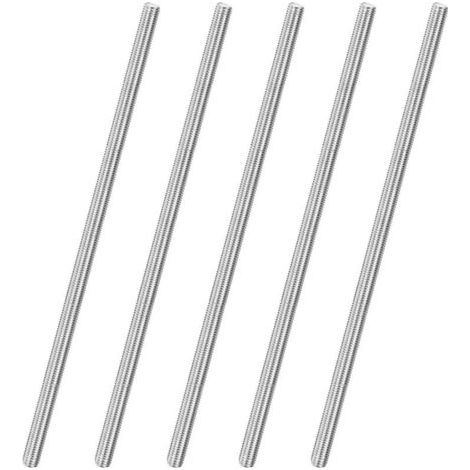 Lot de 5 tiges entièrement filetées, M10 x 300 mm, filetage à droite en acier inoxydable 304, pour boulons d'ancrage/pinces/étriers de fixation de meubles, vis à filetage métrique (1/5)