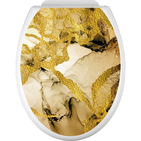 Stickers Abattant WC - Effet Marbré - 35x43 cm - Adhésif BRILLANT (1/2)