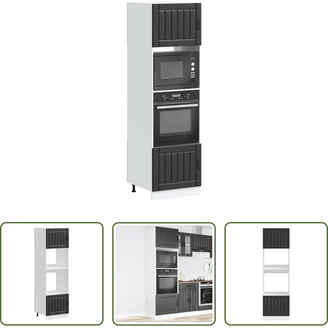Ofenschrank - Herdumbauschränke 2 Stk. Lucca Schwarz Holzwerkstoff (1/5)