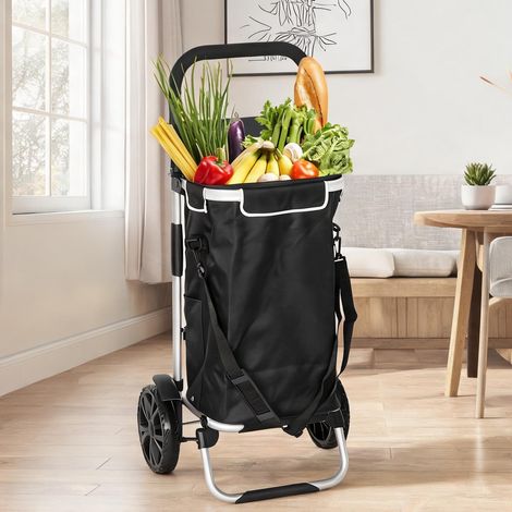 Chariot de courses pliable 40 L avec roulettes et poignée (1/5)