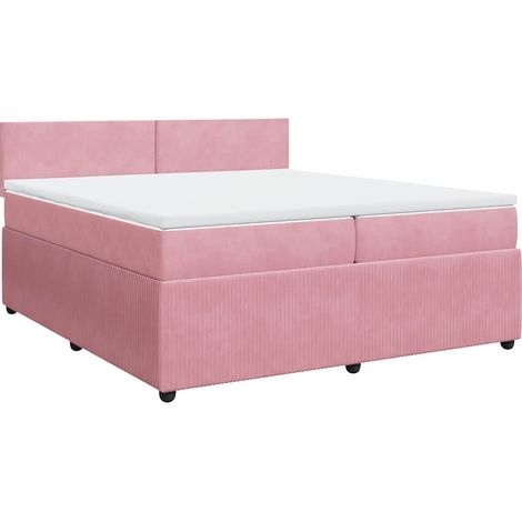 Maison Exclusive - Cama box spring con colchón terciopelo rosa 20