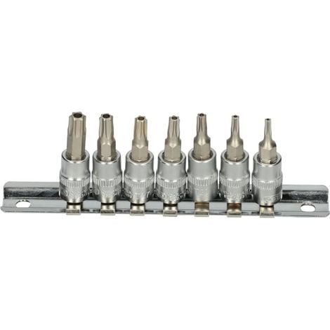 Rail de 7 douilles tournevis torx percé
