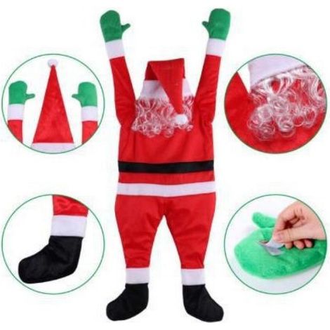 Pere Noel Suspendu - 170 Cm - Decoration Noel Interieur Et Exterieur Pour Porte Mur Fenetre Escalier Voiture Toit - Rouge