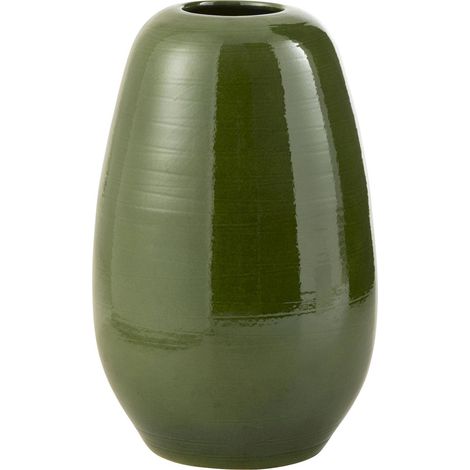 Vase en porcelaine vert design élégant pour décoration florale - Vert profond en porcelaine brillante (1/2)