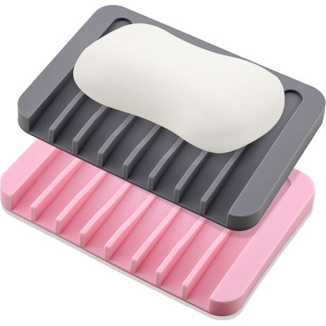 Jabonera, diseño cascada, autodrenante, silicona de grado alimenticio, antideslizante, ducha, baño, cocina (1/5)