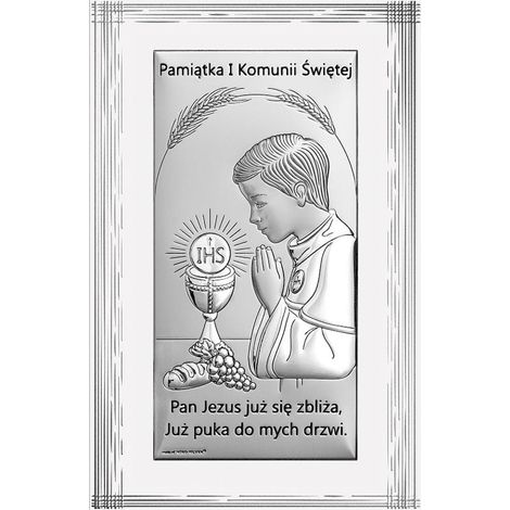 Cuadro de plata para niño para su Primera Comunión + grabado 6717FO 10 x 16 cm (1/5)