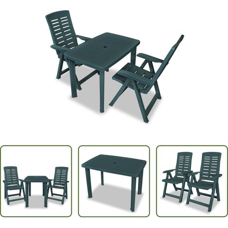 Chaises de jardin - Ensemble de bistro 3 pcs Plastique Vert (1/5)