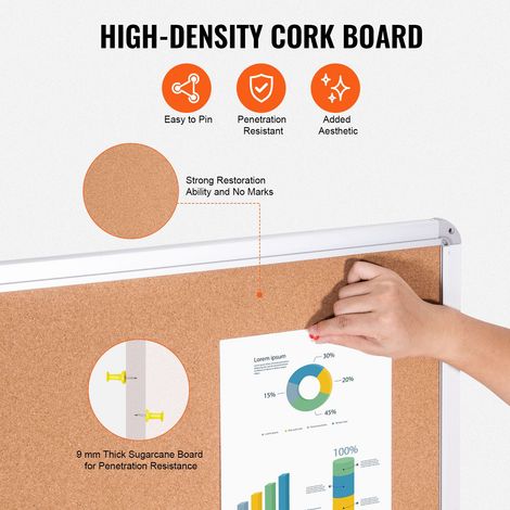 Tableau d'affichage fermé 36x24 po en liège, cadre aluminium, porte acrylique verrouillable, 2 clés – Vitrine murale résistante aux intempéries pour école, maison, bureau (1/5)
