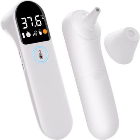 Thermomètre frontal et auriculaire pour bébés et adultes - Alerte fièvre - Mesure de la température des aliments - Haute précision - Écran LCD (1/4)