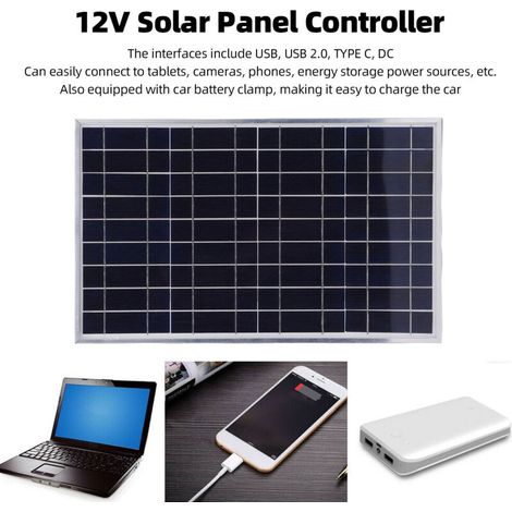 Kit de Contrôleur Panneau Solaire - 100W Panneau Monocristallin Cadre Aluminium IP67 avec Contrôleur Charge 12V 10-50A USB pour RV Car Bateau (1/4)