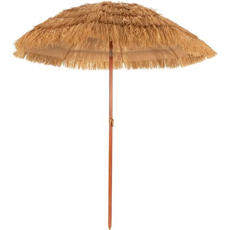 Beach Umbrella 180cm Thatch Tiki Umbrella with Adjustable Tilt-Natural (1/5)