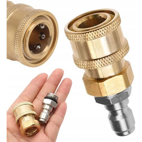JetLink QuickCouple QC14 – Adaptateur Rapide 1/4" sur 1/4"  Laiton Set Acier Inoxydable  Lance à mousse, Raccords HP