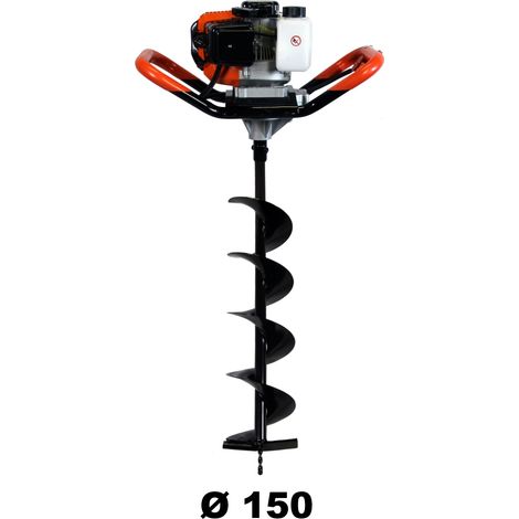 Taladro de tierra ahoyador de gasolina 52 cm3, 3 CV con broca 150 mm