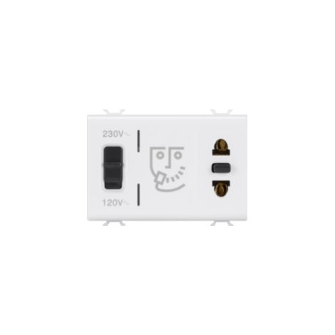 PRISE RASOIR EURO-USA 3M BLANC AB GEWISS GW10331AB (1/2)